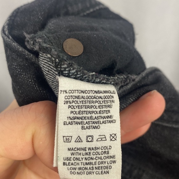 Free People Distressed Faded Black Raw Hem Knee Cut Skinny Jeans - Size 26 - Picture 12 of 13